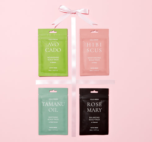 スカルプパック4種セット(アボカド、タマヌ、ハイビスカス、ローズマリー) 50ml×4